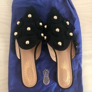 Aquazzura Black Sunflower Mules